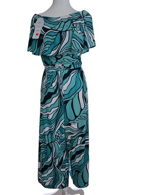 Escapada Teal, White & Navy Wide Leg Jumpsuit